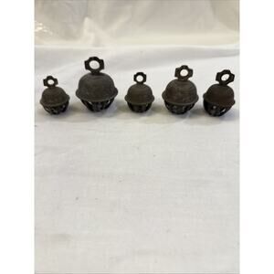Vintage Brass Elephant Claw Etched Brass Bells Lot Of 5